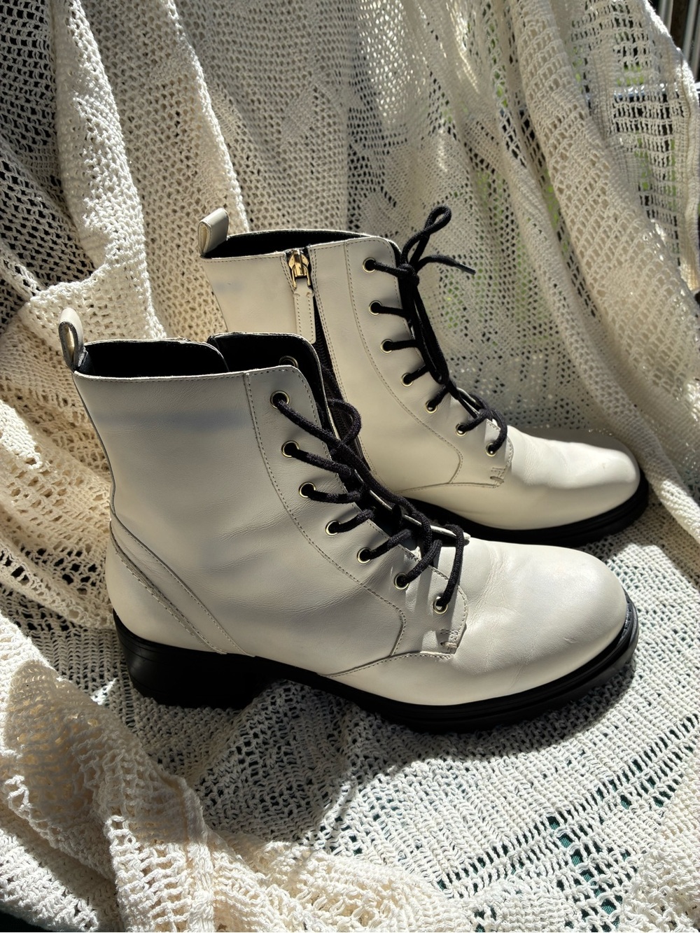 Cole Haan White Combat Boots